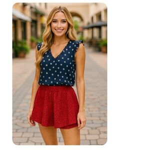 BRANDY MELVILLE Red Lace Lined Shorts OS